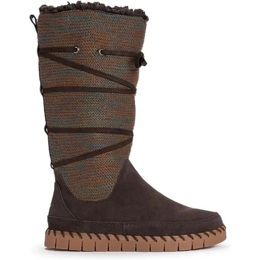 NEW! MUK LUKS Womens Flexi New York Boots Chocolate Water Repellent Warm Sz 7.5